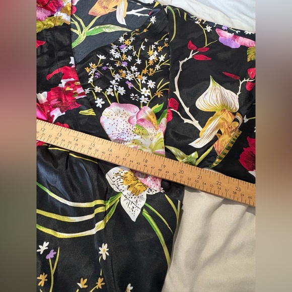 Vero Moda size large black floral wrap kimono silky top - Picture 9 of 12